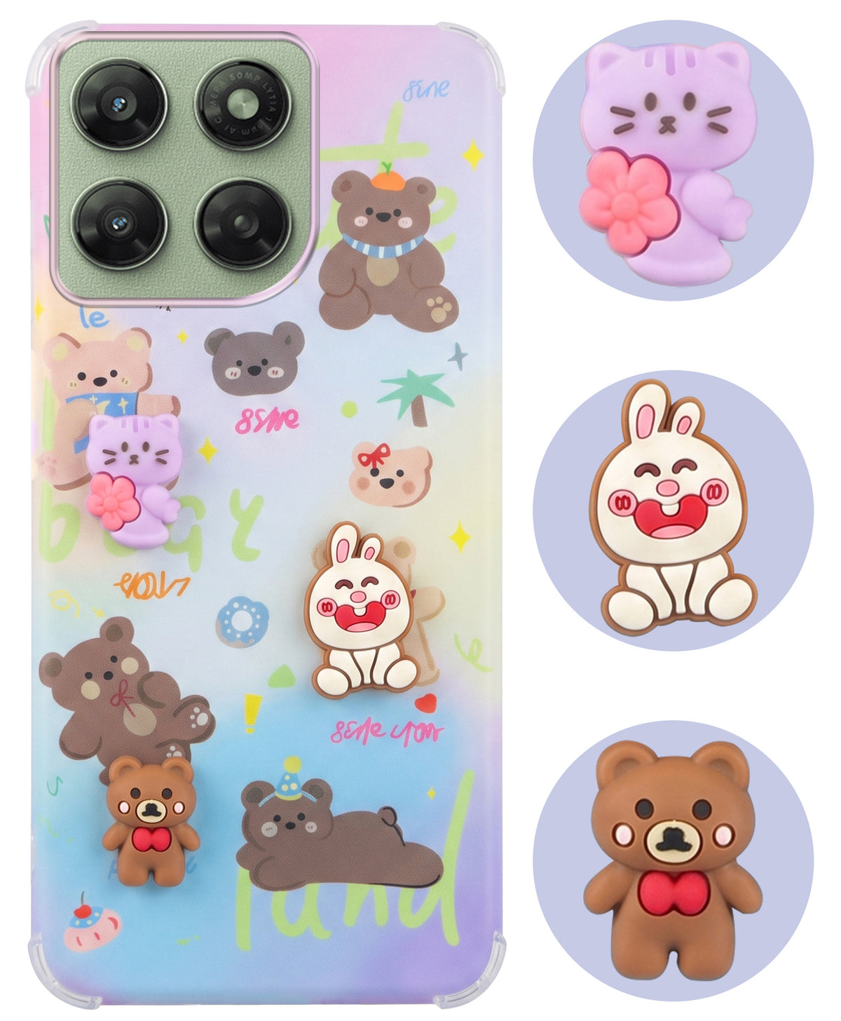 For Motorola Moto G77 Power Back Cover Case (3D Cute Cartoons | Hard Back Side Soft | Matte Premium Finish | HD Printing)
