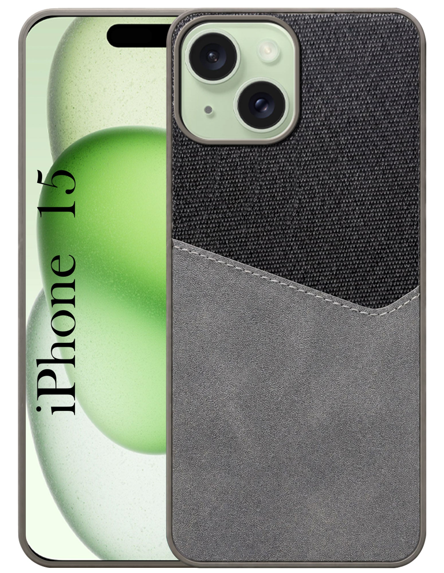 For Apple iPhone 15 Back Cover Case (Dual PU Leather Stitch | Professional Minimalist | Soft and Flexible)