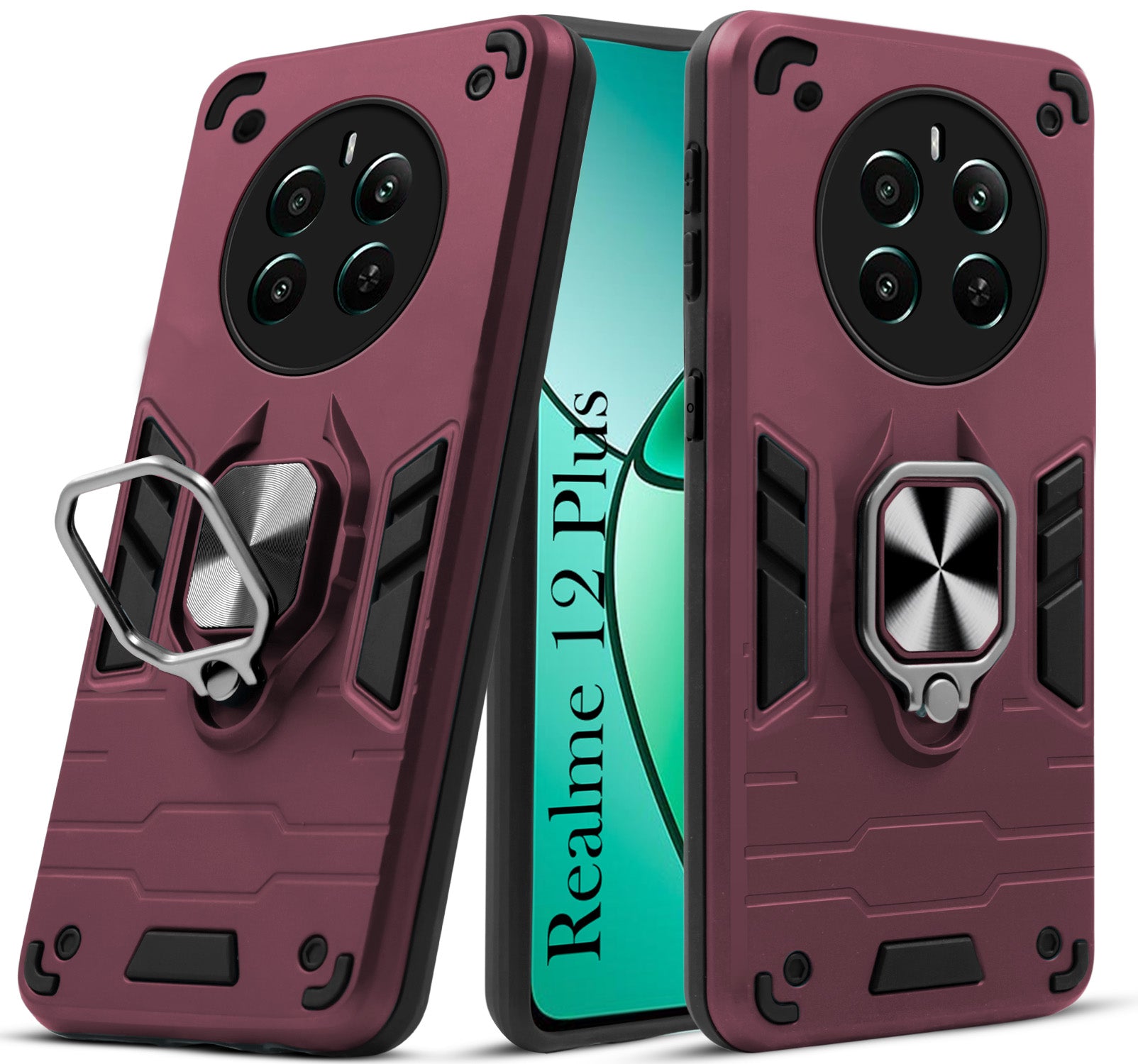 For Realme 12 Plus Back Cover Case (Shockproof Polycarbonate Dual Layer Hybrid Armor)