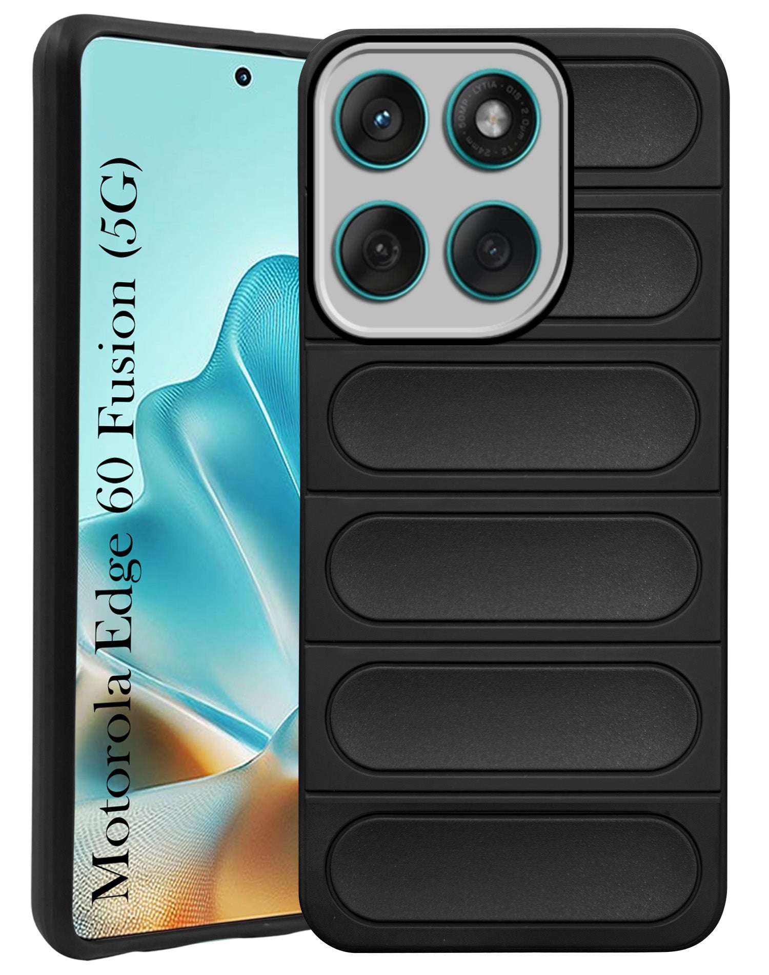 For Motorola Moto Edge 60 Fusion Back Case Cover (Matte Liquid Silicone| Professional Wave Design | Camera Protection Ring | Shockproof Anti Slip Grip)