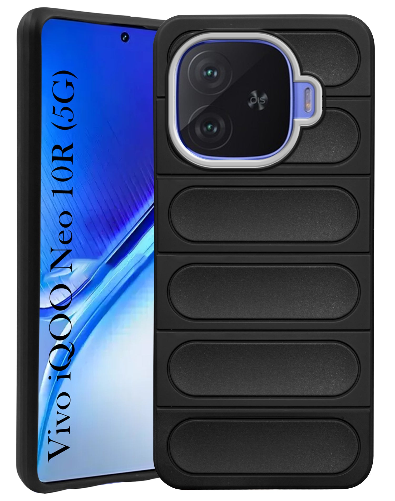 For Vivo iQOO Neo 10R  Back Cover Case (Matte Liquid Silicone| Camera Protection Ring | Professional Wave Design | Shockproof Anti Slip Grip )