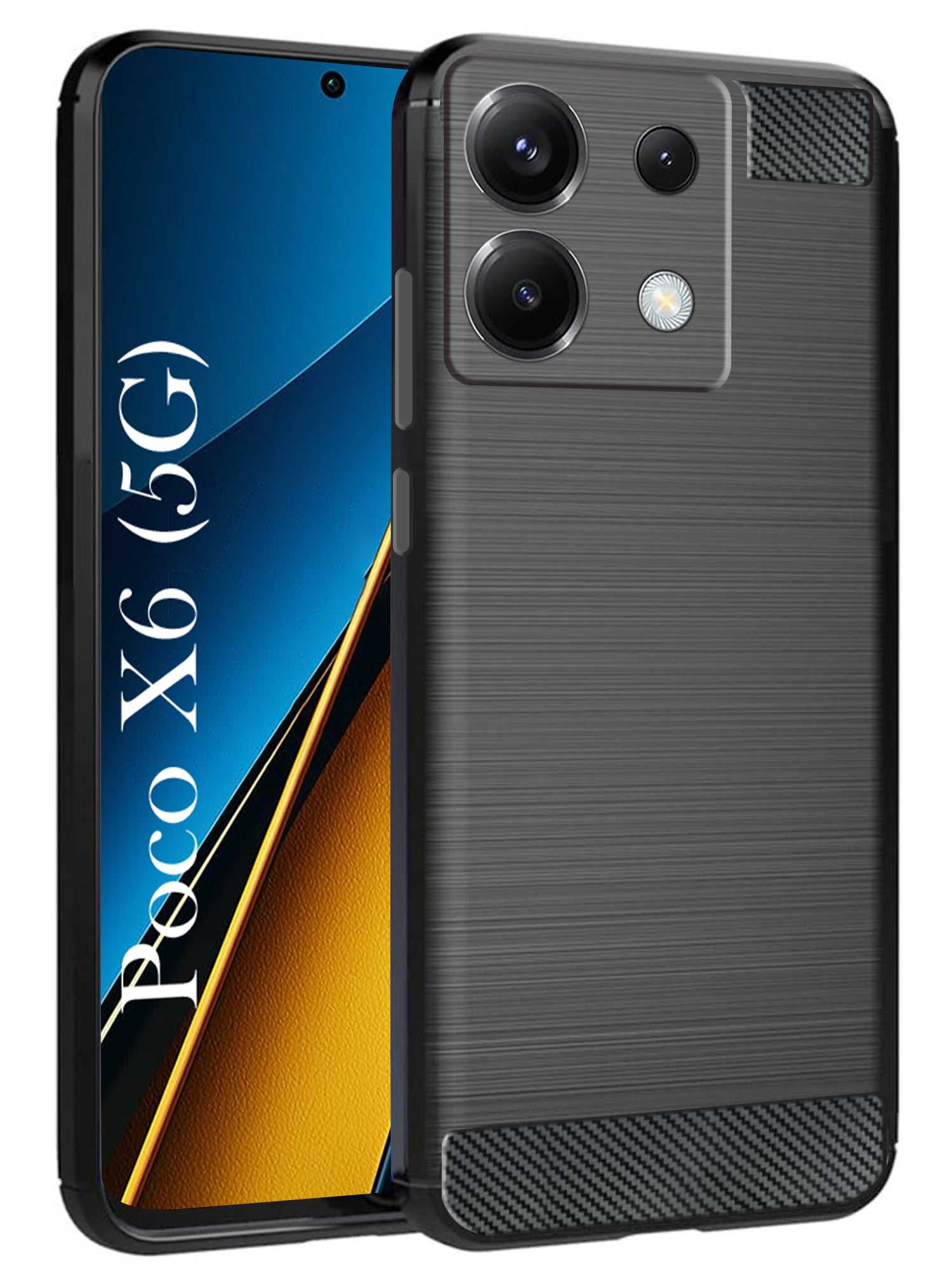 For Poco X6 5G Back Cover Case( Hybrid Armor Case | Carbon Fiber Shockproof | Soft and Flexible)