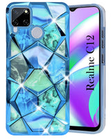 For Realme C12 Back Cover Case (Dual Design Glitter Sparkle and Detachable Diamond Print Case | Soft and Flexible)