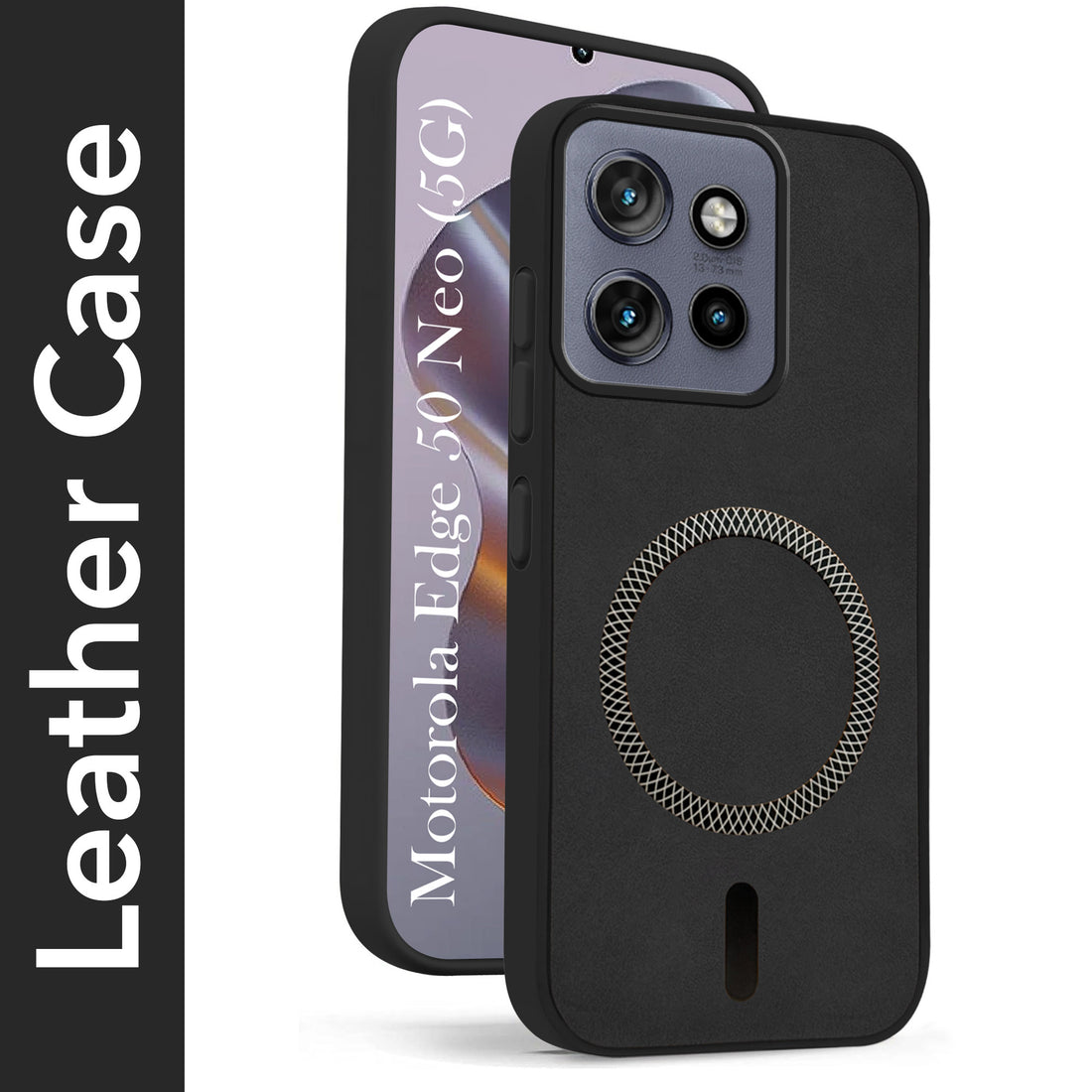 For Motorola Moto Edge 50 Neo Back Cover Case Leather Finish(MagSafe Compatible Wireless Charging | Soft Touch | Camera Bump Protection)