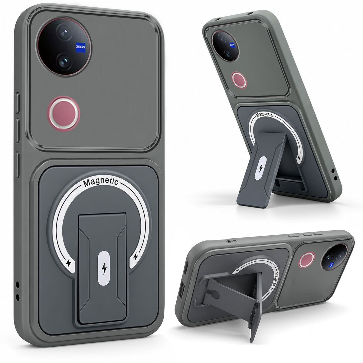 For Vivo V50 | Vivo V50e Back Case Cover Metallic (Hybrid Armor Kickstand | MagSafe Compatible | Camera Protection Shockproof)