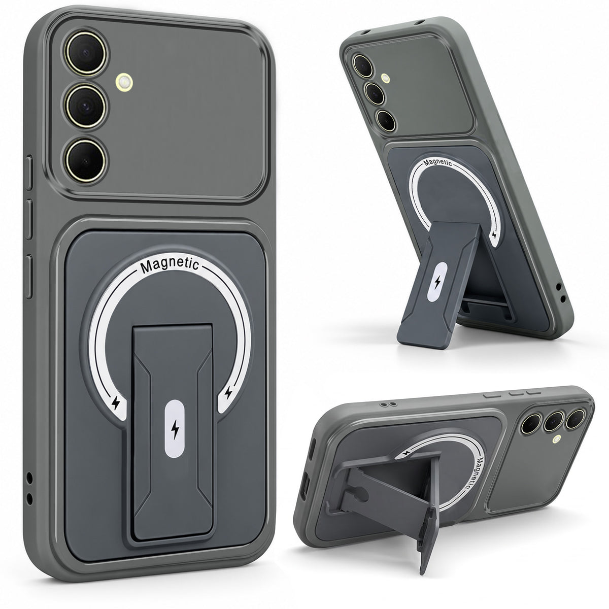 For Samsung Galaxy A35 5G Back Case Cover Metallic (Hybrid Armor Kickstand | MagSafe Compatible | Camera Protection Shockproof)