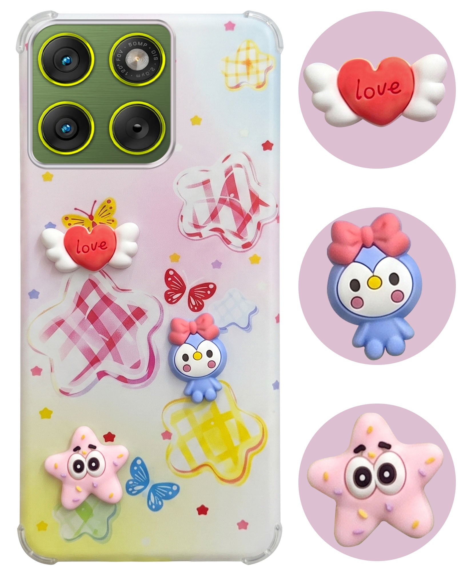 For Motorola Moto Edge 70 Back Cover Case (3D Cute Cartoons | Hard Back Side Soft | Matte Premium Finish | HD Printing)