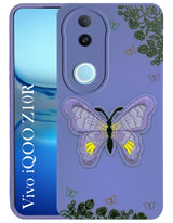 For Vivo iQOO Z10R Back Cover Case (Soft Butterfly Embroidery | Women Teen Girls | Camera Protection| Matte Silicone)