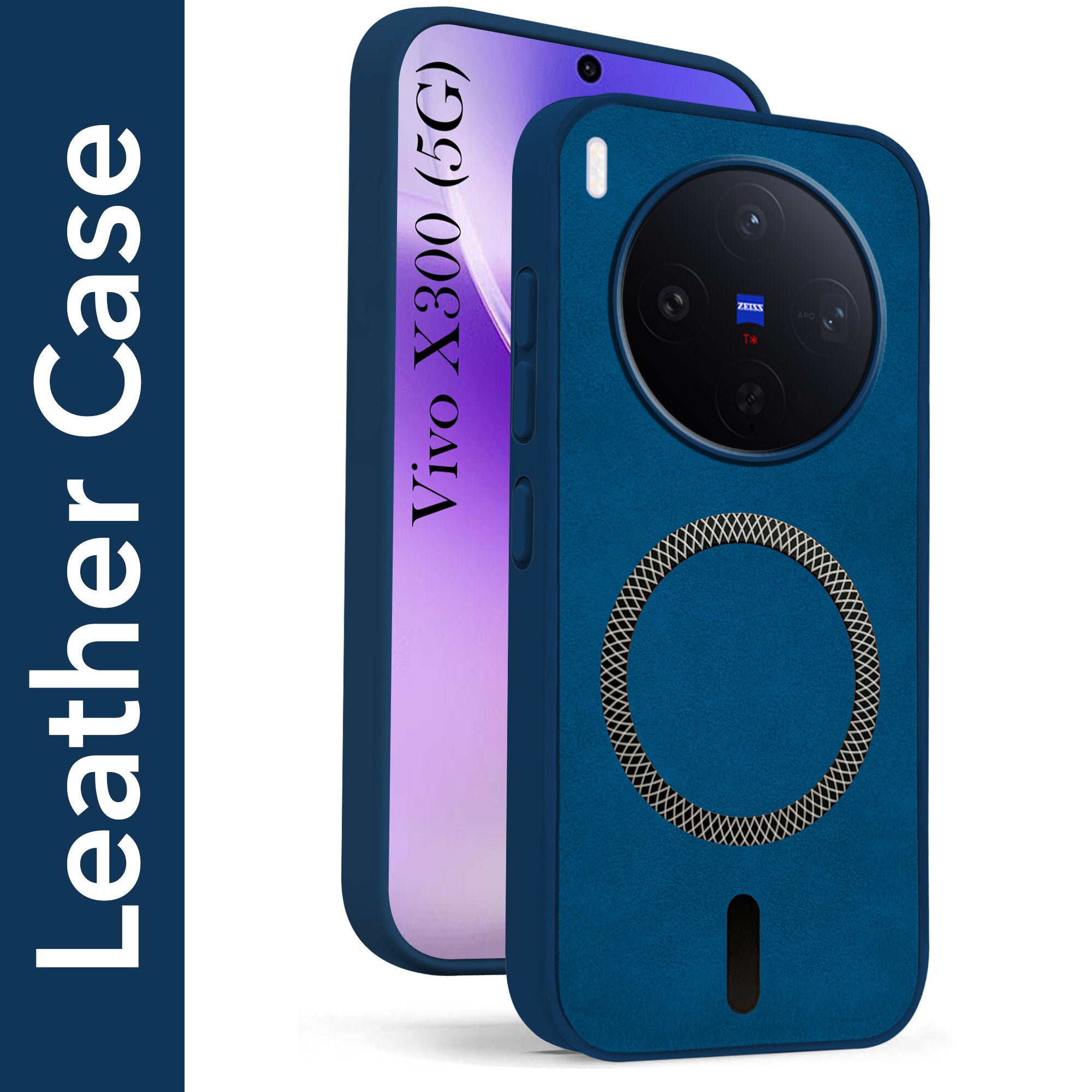 For Vivo X300 5G Back Cover Case Leather Finish (MagSafe Compatible Wireless Charging | Soft Touch | Camera Bump Protection)