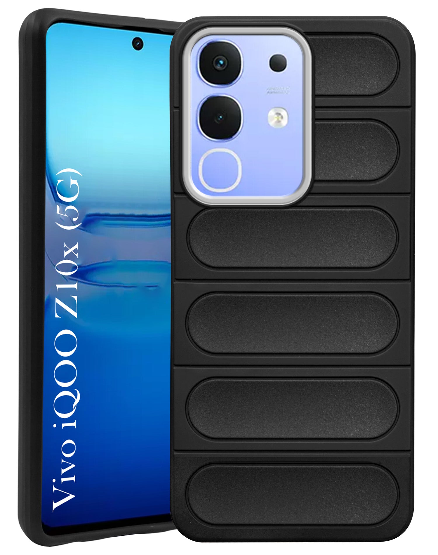 For Vivo iQOO Z10x Back Case Cover (Matte Liquid Silicone| Camera Protection Ring | Professional Wave Design | Shockproof Anti Slip Grip )