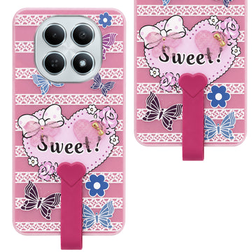For Poco M8 5G Back Cover Case (3D Cute Heart Strap Holder | Camera Protection | Designer Girls Print)