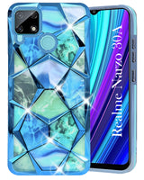 For Realme Narzo 30A Back Cover Case (Dual Design Glitter Sparkle and Detachable Diamond Print Case | Soft and Flexible)