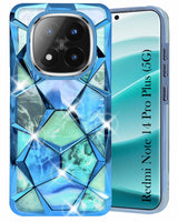 For Redmi Note 14 Pro Plus Back Cover Case (Dual Design Glitter Sparkle and Detachable Diamond Print Case | Soft and Flexible)