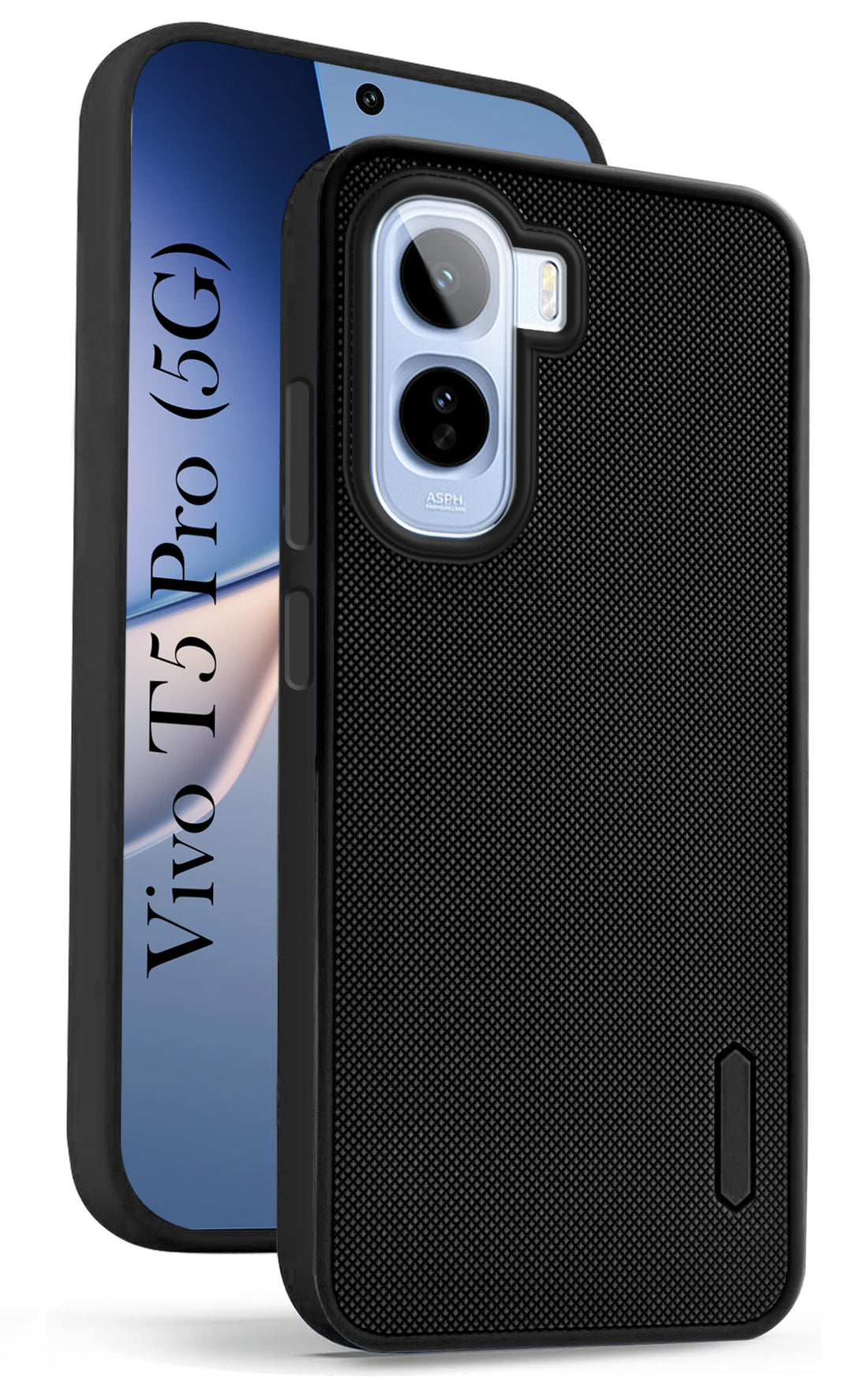 For Vivo T5 Pro 5G Back Cover Case Rubberised (Textured Grip Design| Micro-Fiber Cloth Inside | Slim and Light Weight | Soft Touch and Feel)