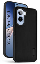 For Vivo T5 Pro 5G Back Cover Case Rubberised (Textured Grip Design| Micro-Fiber Cloth Inside | Slim and Light Weight | Soft Touch and Feel)