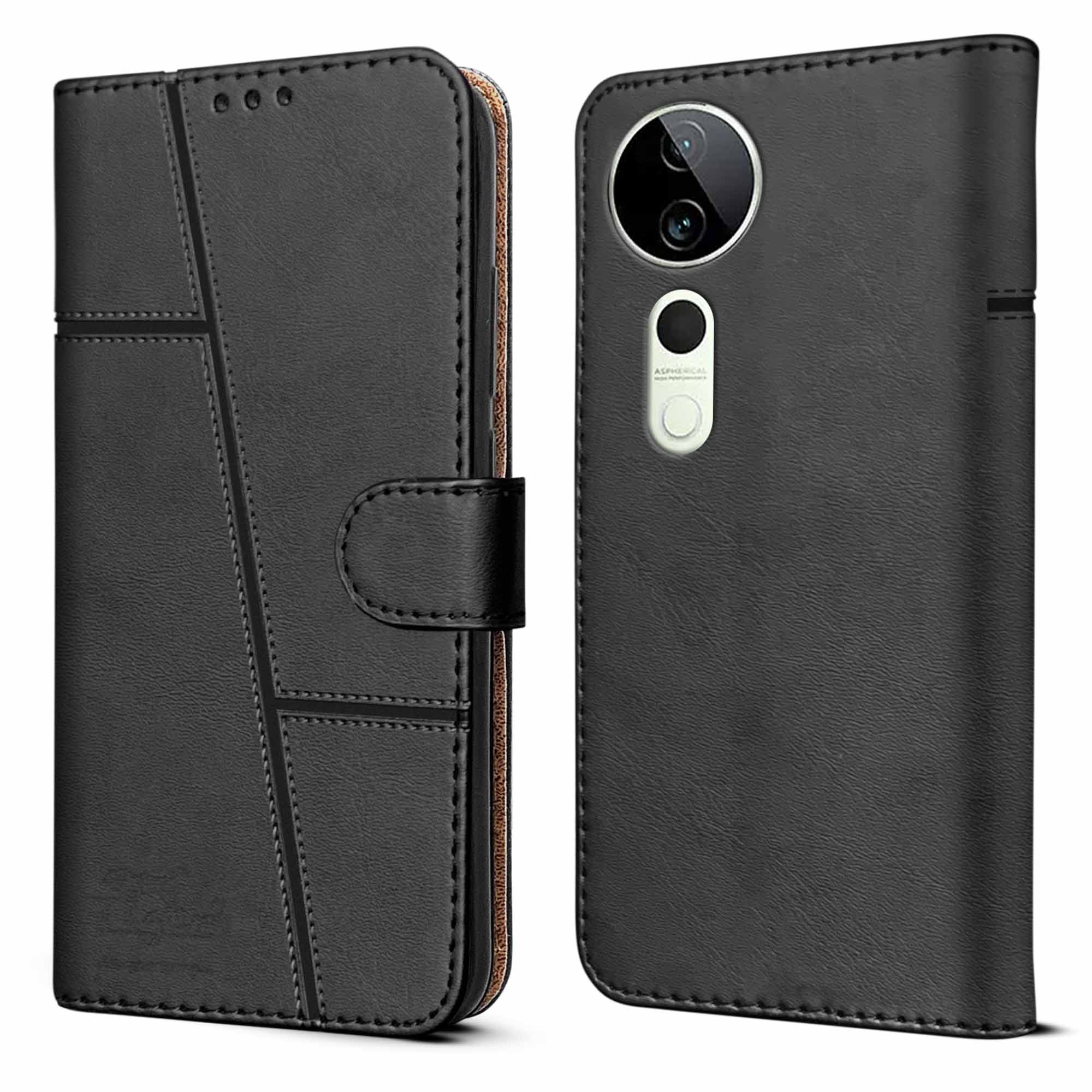 For Vivo T3 Ultra Flip Cover Case( Stitched Leather with Magnetic Closure)