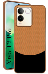 For Vivo T2 Pro Back Cover Case(Elegant PU Leather Finish | Premium Minimalist Professional | Camera Protection Bump)