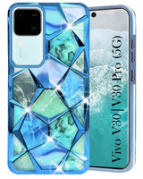 For Vivo V30 | Vivo V30 Pro 5G Back Cover Case (Dual Design Glitter Sparkle and Detachable Diamond Print Case | Soft and Flexible)