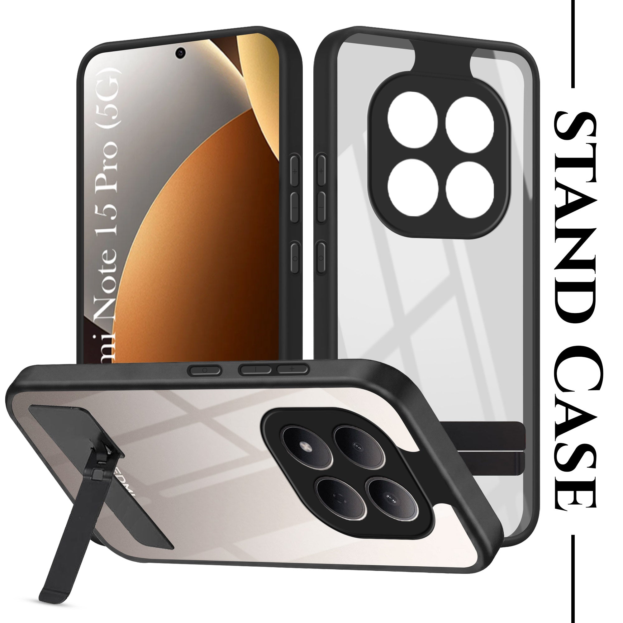 For Xiaomi Redmi Note 15 Pro 5G Back Cover Case (Built-in Stand | Lifetime Anti Yellow | Kickstand Shockproof | Camera Protection | MagSafe Compatible)