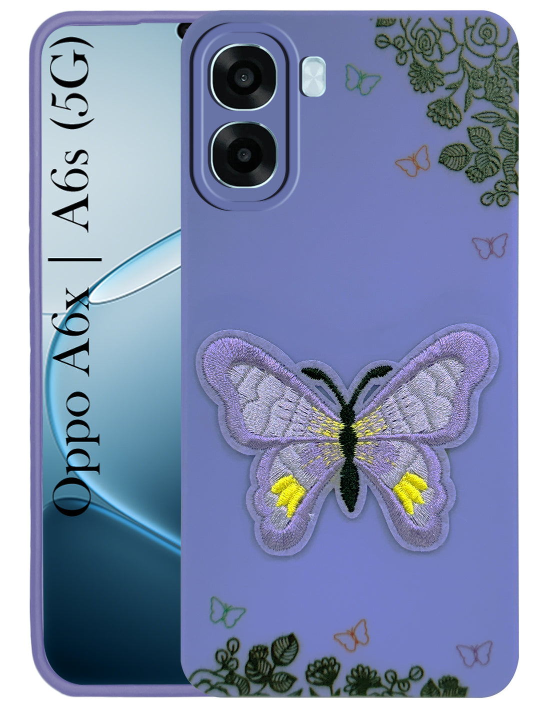 For Oppo A6X | Oppo A6S Back Cover Case (Soft Butterfly Embroidery | Women Teen Girls | Camera Protection| Matte Silicone)