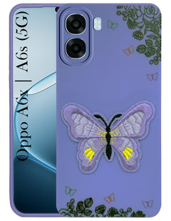 For Oppo A6X | Oppo A6S Back Cover Case (Soft Butterfly Embroidery | Women Teen Girls | Camera Protection| Matte Silicone)