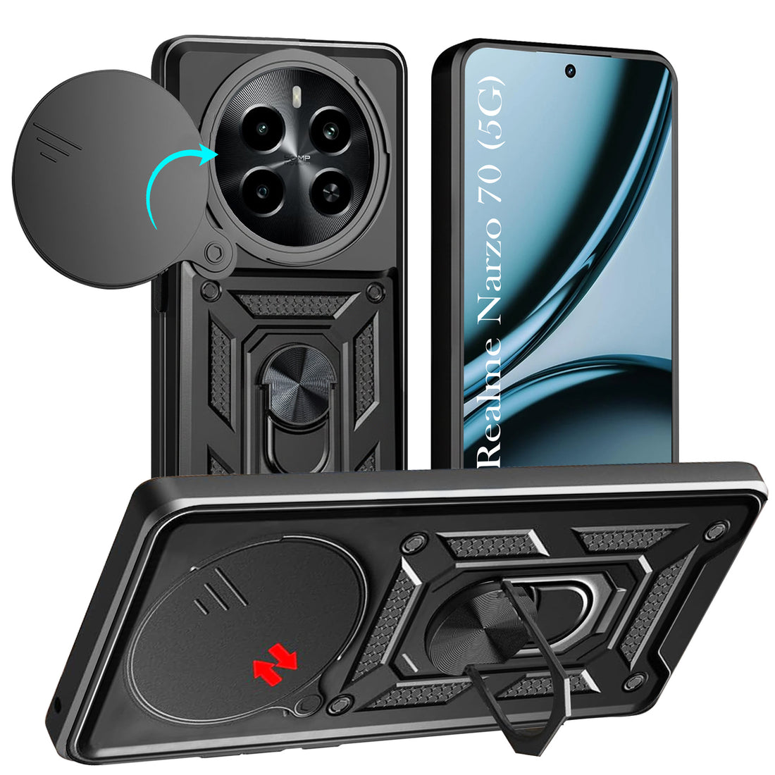 For Realme Narzo 70 5G Back Cover Case (Hybrid Dual Armor Polycarbonate)