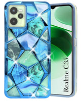 For Realme C35 Back Cover Case (Dual Design Glitter Sparkle and Detachable Diamond Print Case | Soft and Flexible)