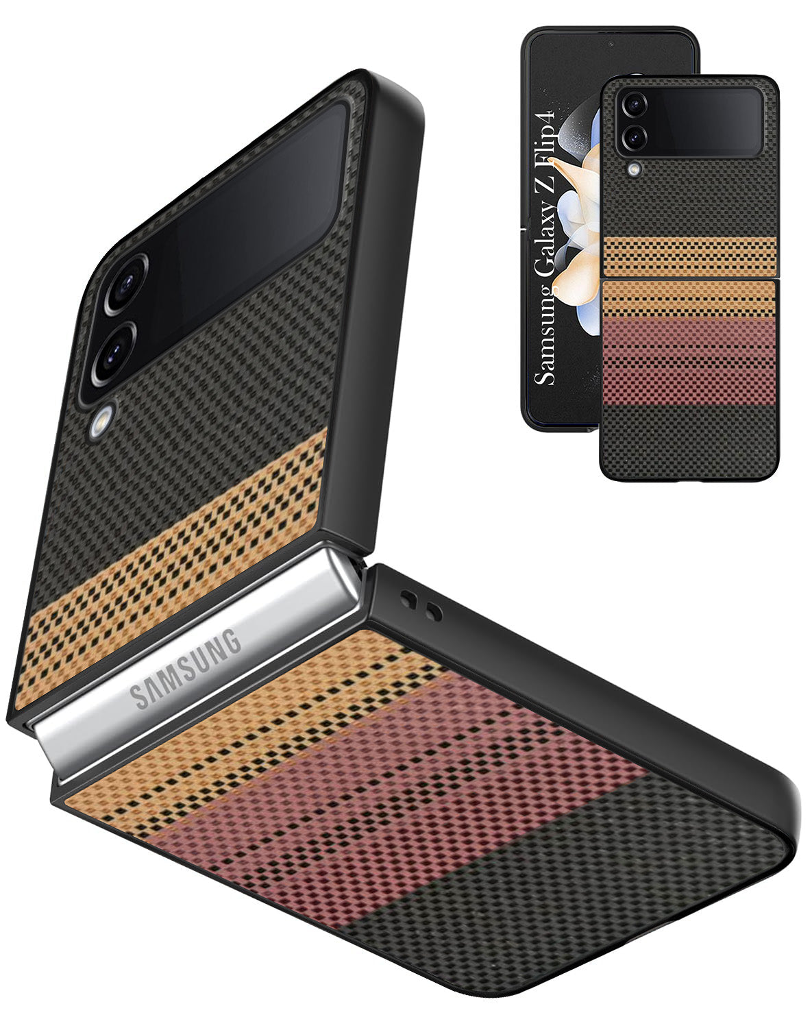 For Samsung Galaxy Z Flip 4 5G Back Flip Case Cover (Craft Printed Design | Hybrid Texture | Inside Microfiber Cloth)
