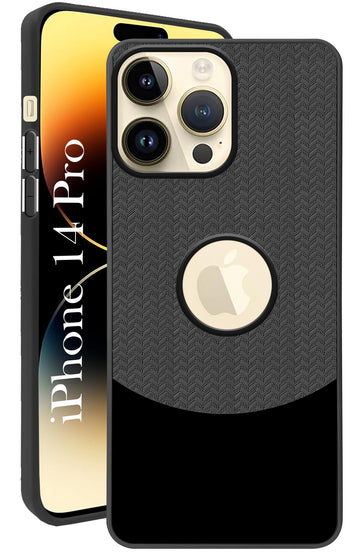 For Apple iPhone 14 Pro Back Cover Case (Elegant PU Leather Finish | Premium Minimalist Professional | Camera Protection Bump)