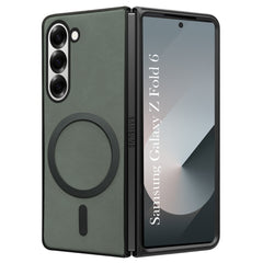 For Samsung Galaxy Z Fold 6 5G Back Cover Case (MagSafe Wireless Charging Compatible | Sleek Leather Finish | Inside Microfiber Cloth)