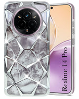 For Realme 14 Pro Back Cover Case (Dual Design Glitter Sparkle and Detachable Diamond Print Case | Soft and Flexible)