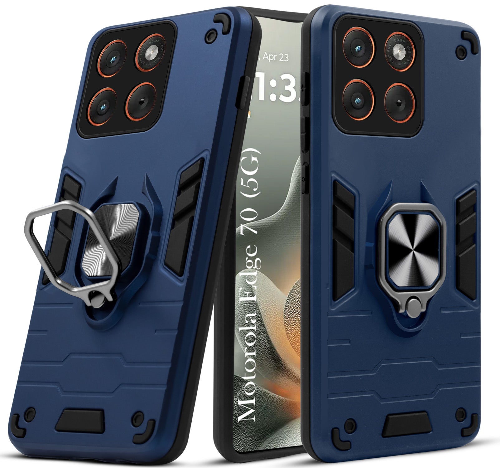 For Motorola Moto Edge 70 Back Cover Case Hybrid Armor (Shockproof Dual Layer Polycarbonate |Ring Holder Kickstand)