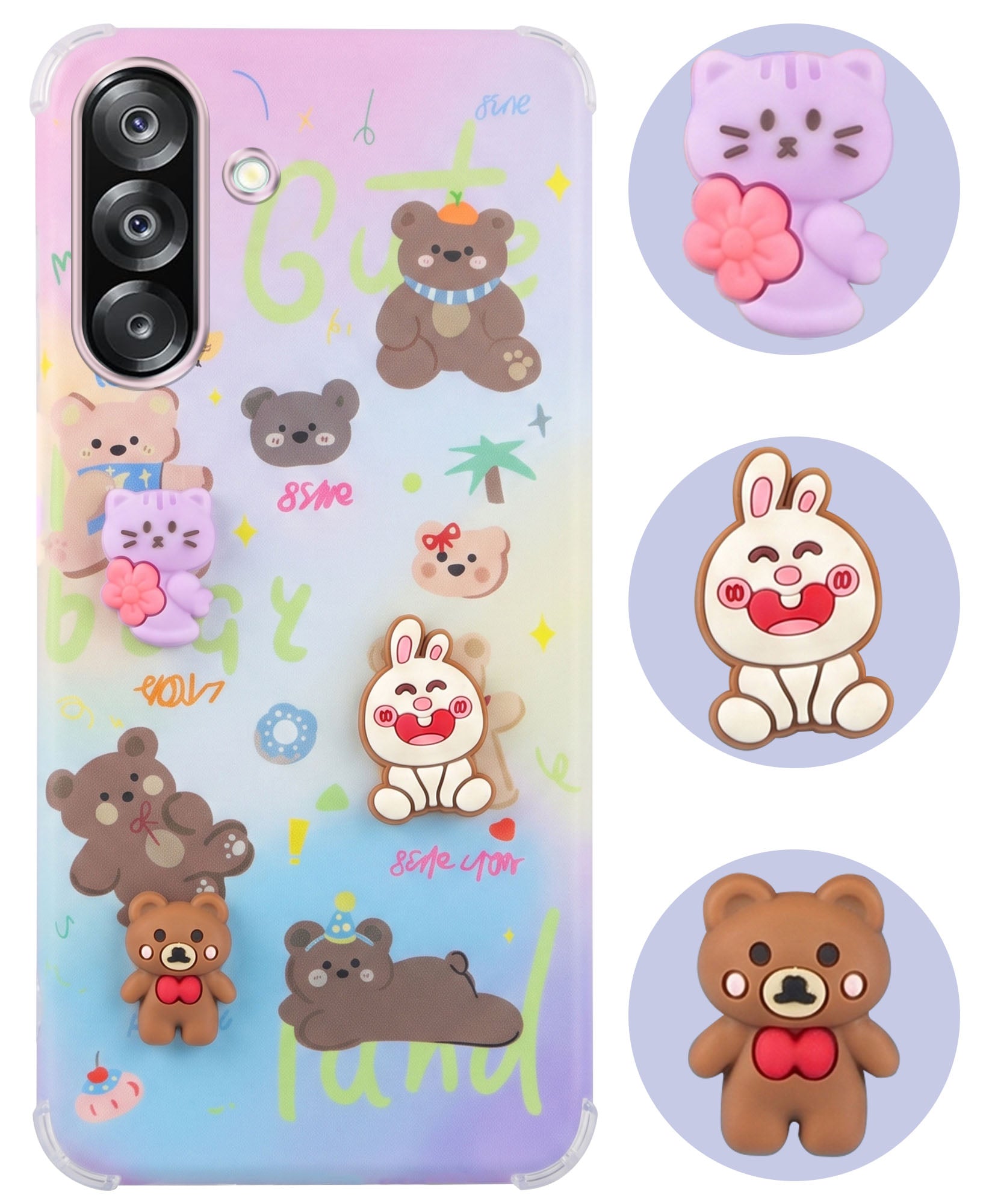 For Samsung Galaxy A26 5G Back Cover Case (3D Cute Cartoons | Hard Back Side Soft | Matte Premium Finish | HD Printing)