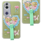 For Vivo T4R  Back Cover Case (3D Cute Heart Strap Holder | Camera Protection | Designer Girls Print)
