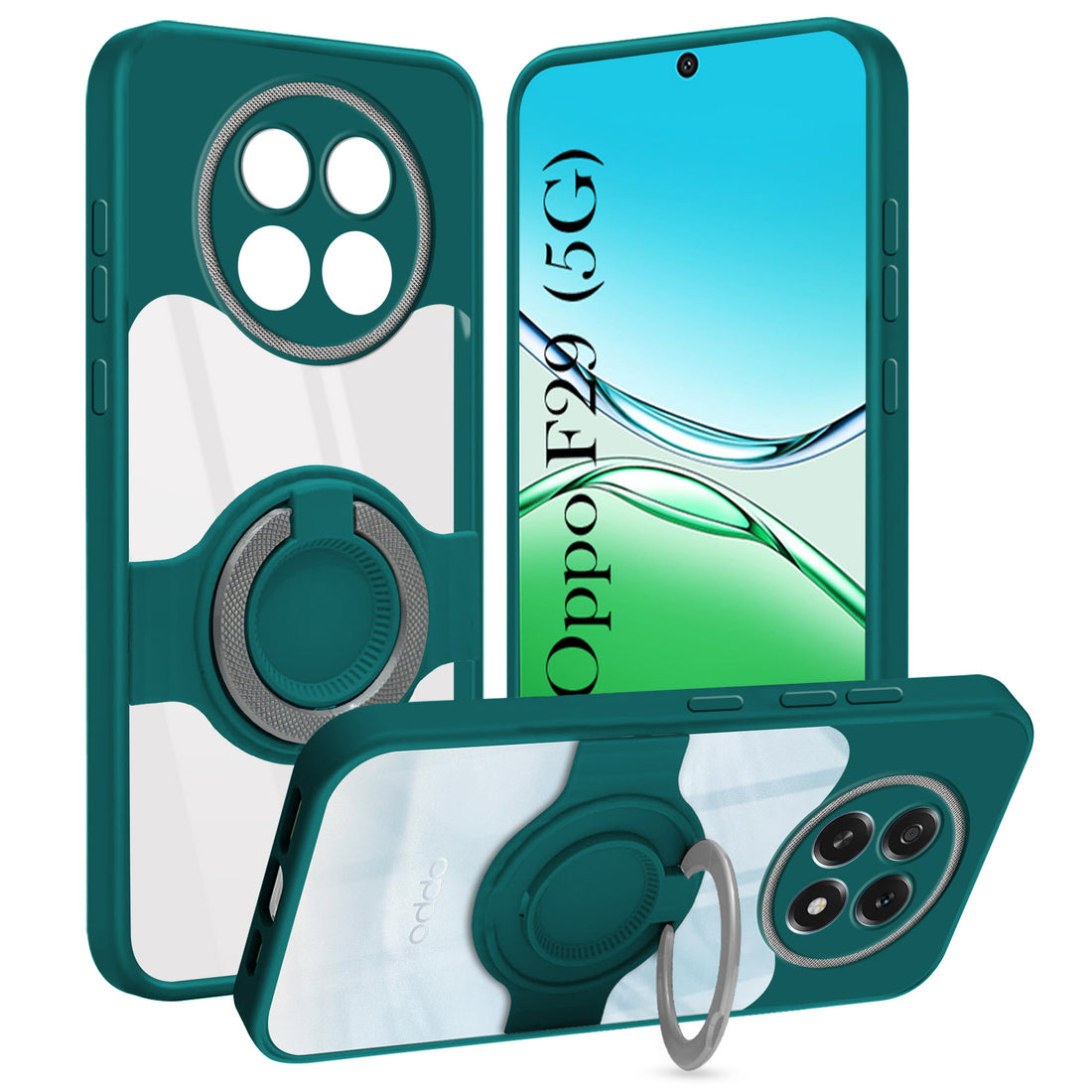 For Oppo F29 Back Cover Case with stand (Built-in Ring Holder Kickstand | Lifetime Anti Yellow | Camera Protection)