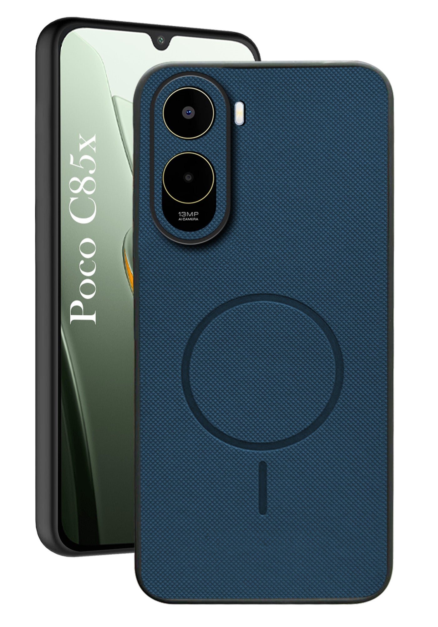 For Poco C85x 5G Back Cover Case PU Leather (Texture Grip Design | Professional Minimalist | Camera Protection | Soft and Flexible)