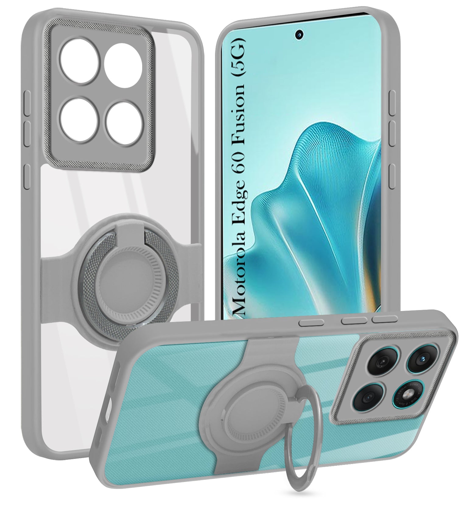 For Motorola Moto Edge 60 Fusion Back Cover Case with stand (Built-in Ring Holder Kickstand | Lifetime Anti Yellow | Camera Protection)