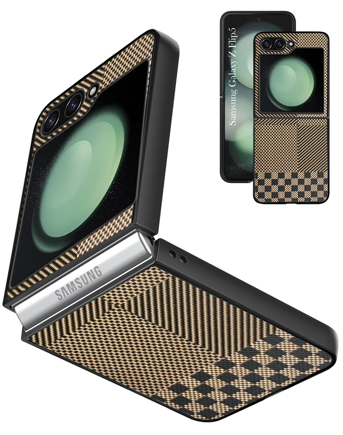 For Samsung Galaxy Z Flip 5 Back Flip Case Cover (Craft Printed Design | Hybrid Texture | Inside Microfiber Cloth)