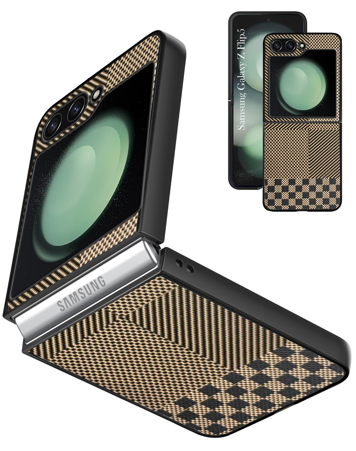 For Samsung Galaxy Z Flip 5 Back Flip Case Cover (Craft Printed Design | Hybrid Texture | Inside Microfiber Cloth)