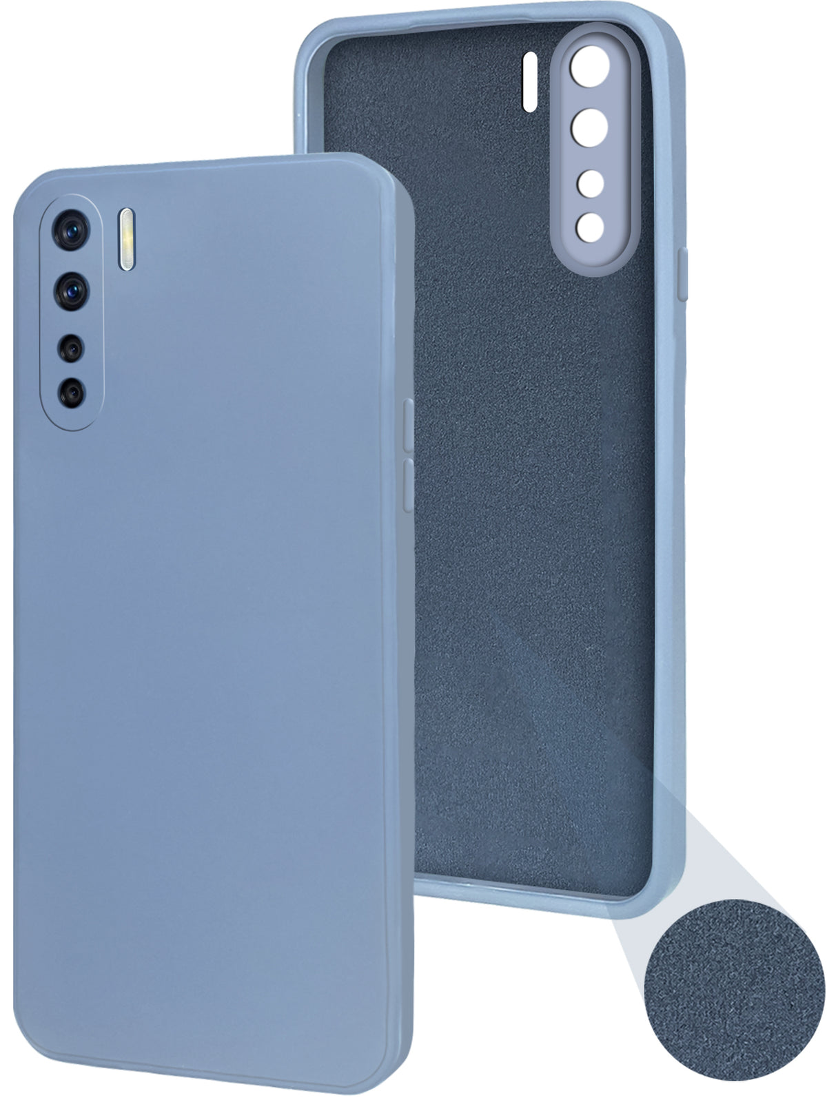 For Oppo F15 Back Cover Case ( Matte Finish Silicone with Inside Fiber cloth)