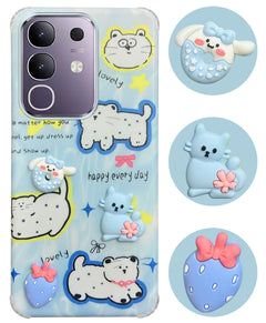 For Vivo T4x | Vivo Y31 Pro Back Cover Case (3D Cute Cartoons | Hard Back Side Soft | Matte Premium Finish | HD Printing)