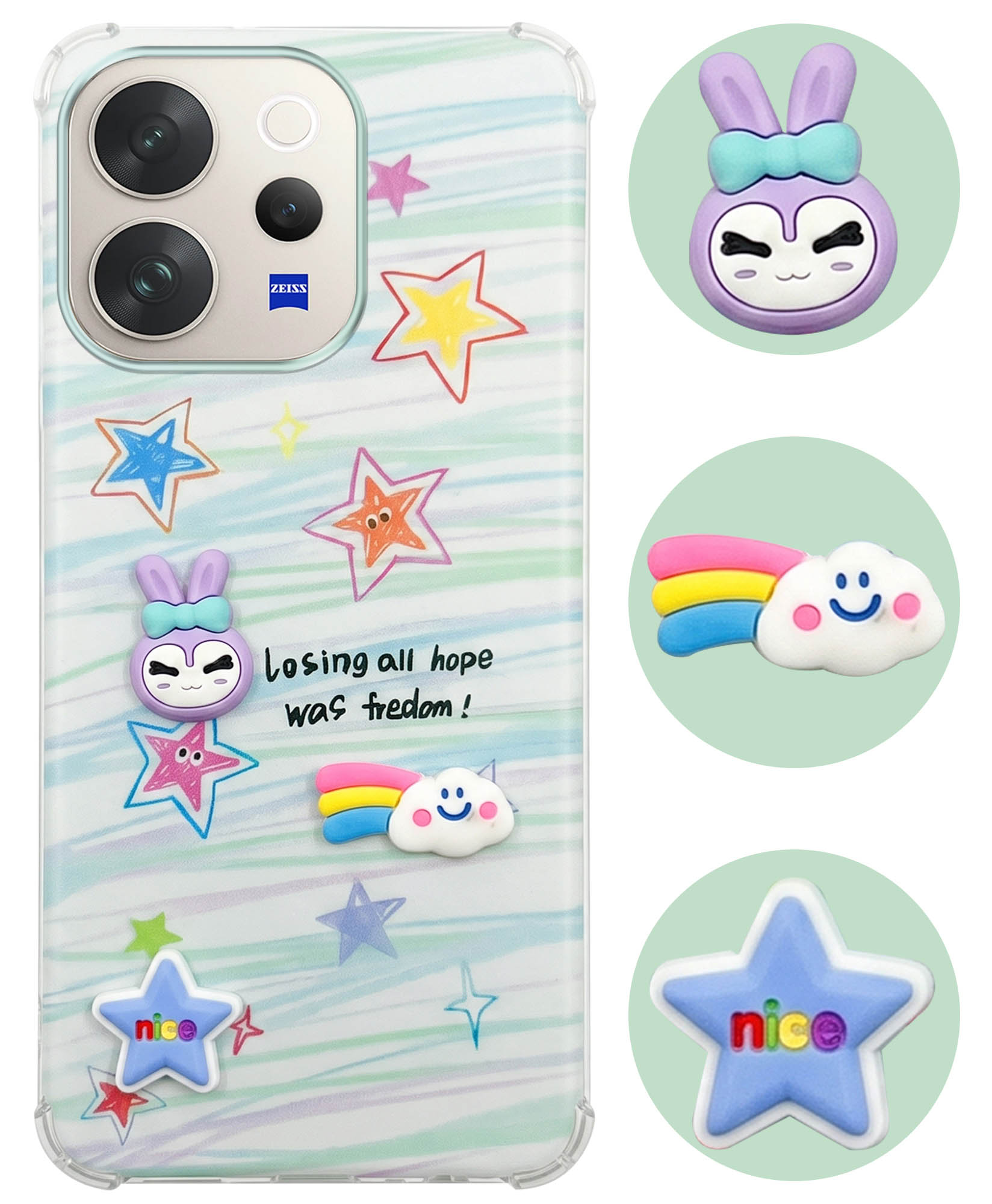For Vivo V70 | Vivo V70 Elite 5G Back Cover Case (3D Cute Cartoons | Hard Back Side Soft | Matte Premium Finish | HD Printing)