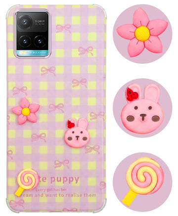 For Vivo Y33T | Vivo Y21T | Vivo Y21s Back Cover Case (3D Cute Cartoons | Hard Back Side Soft | Matte Premium Finish | HD Printing)