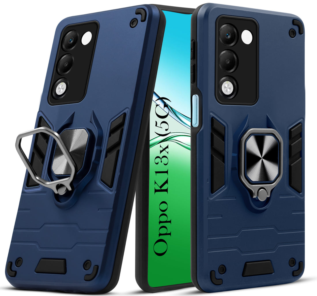 For Oppo K13X Back Cover Case (Shockproof Dual Layer Polycarbonate |Ring Holder Kickstand)