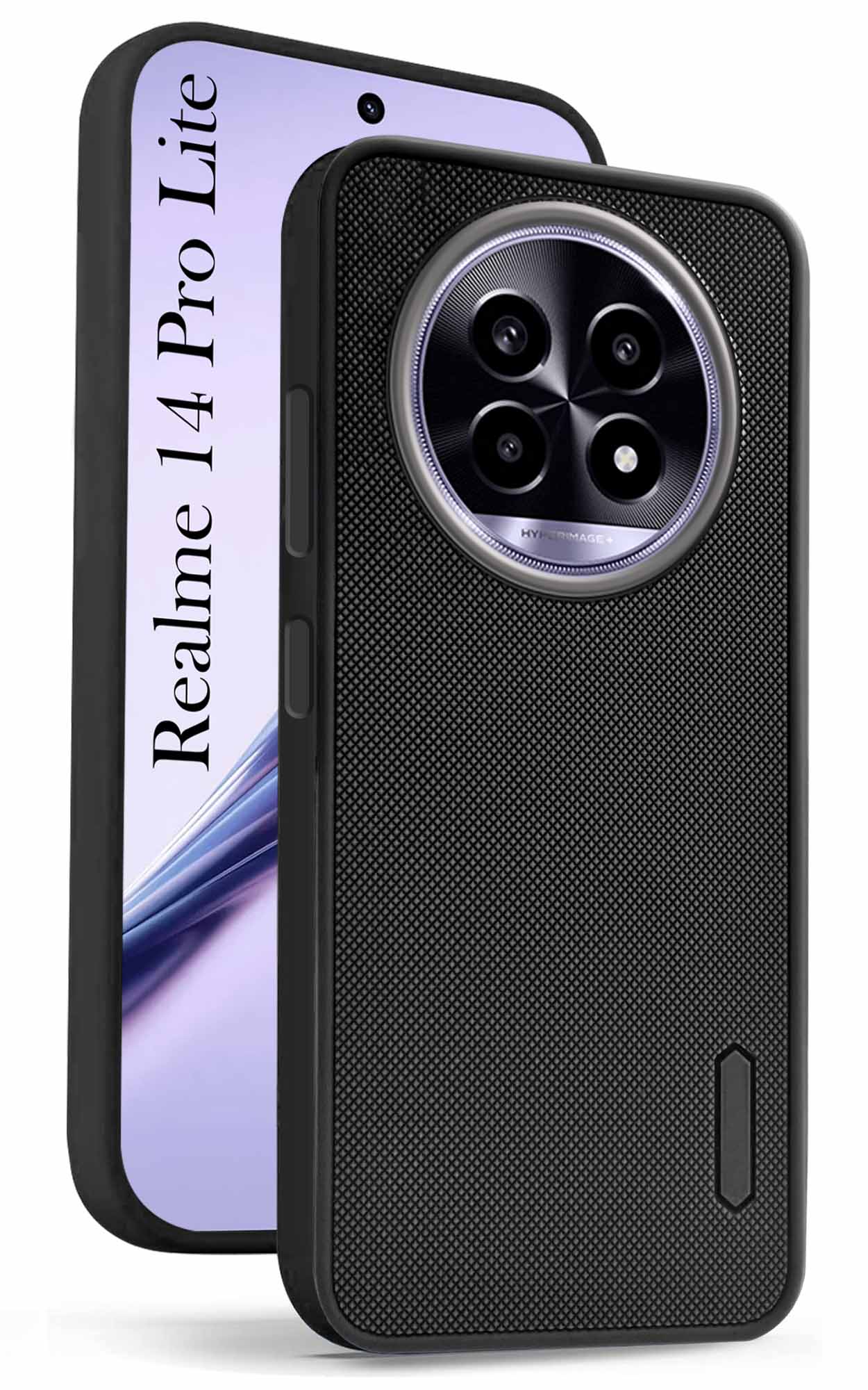For Realme 14 Pro Lite Back Cover Case (Textured Grip Design | Camera Protetion | Slim and Light Weight | Soft Touch and Feel | Black )