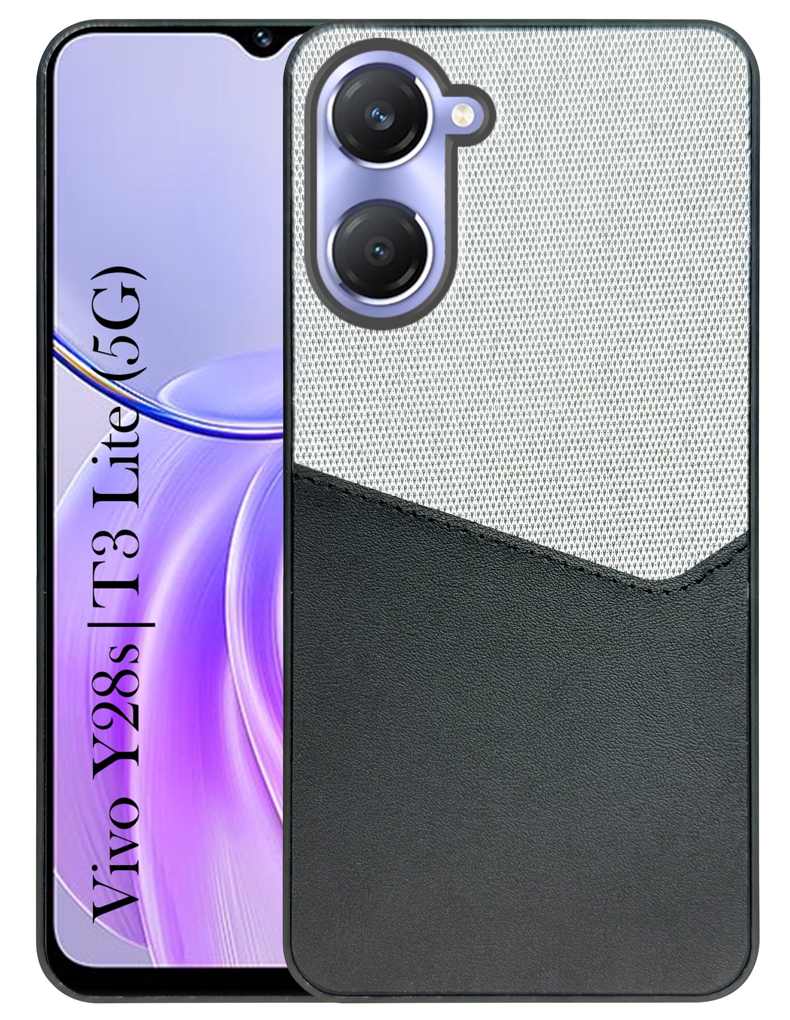 For Vivo T3 Lite 5G | Vivo Y28s 5G Back Cover Case (Dual PU Leather Stitch | Professional Minimalist | Soft and Flexible)