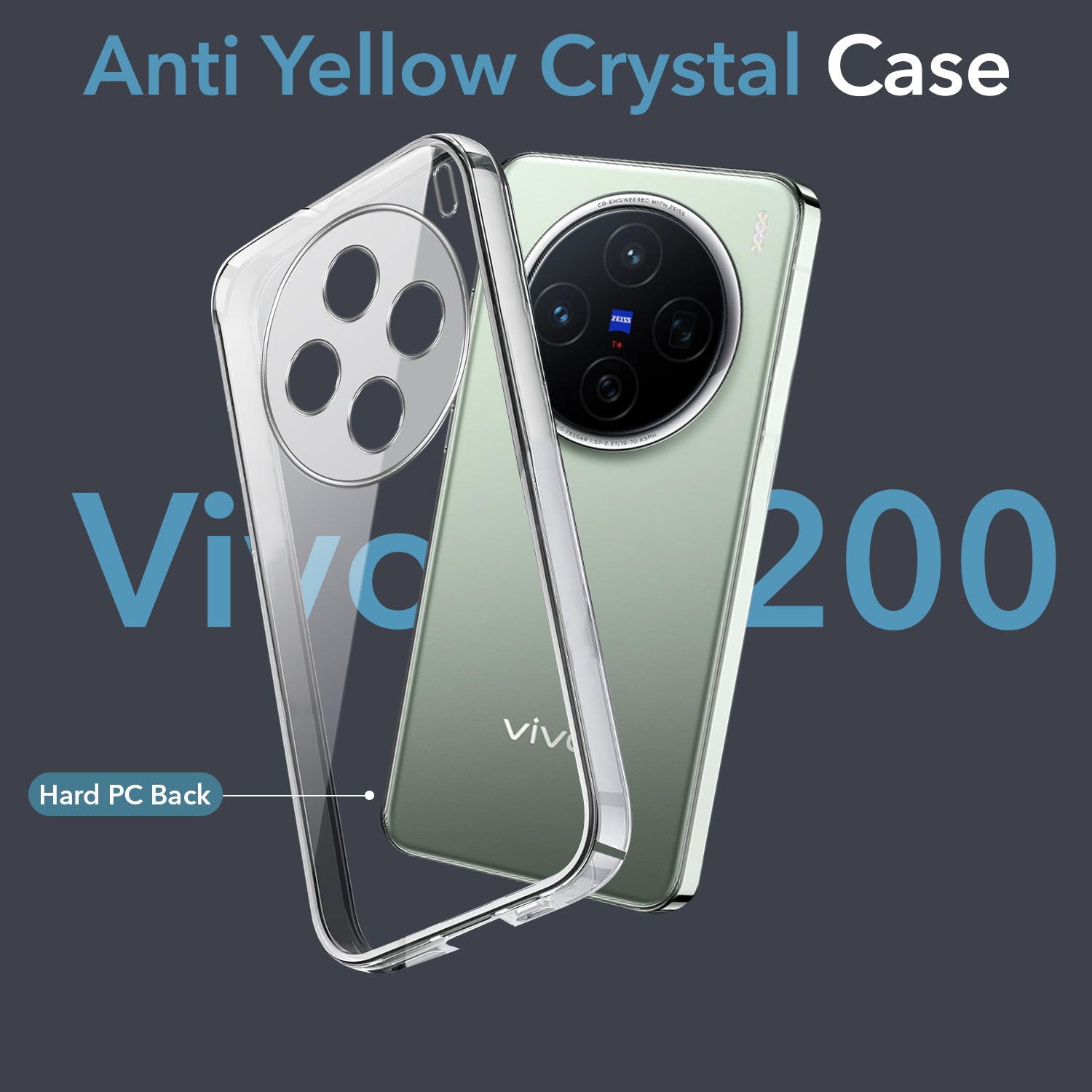 For Vivo X200 5G Back Cover Case (Hard Anti Yellow Clear Case | Sleek Hard Crystal Clear | Drop & Camera Protection | Shockproof Polycarbonate)