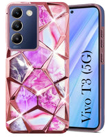 For Vivo T3 5G Back Cover Case (Dual Design Glitter Sparkle and Detachable Diamond Print Case | Soft and Flexible)