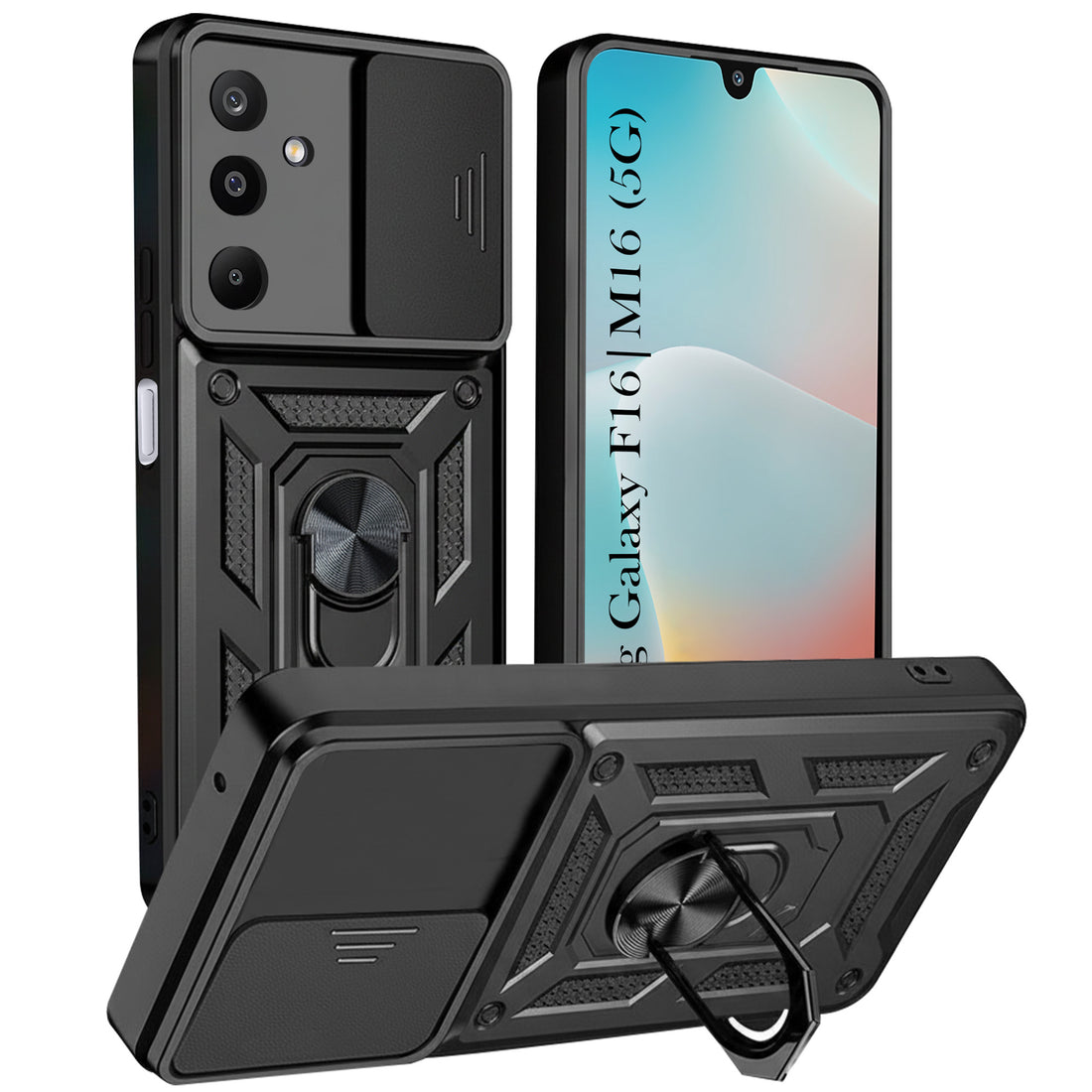 For Samsung Galaxy M16 5G | Samsung Galaxy F16 5G Back Cover Case (Hybrid Dual Armor Polycarbonate)