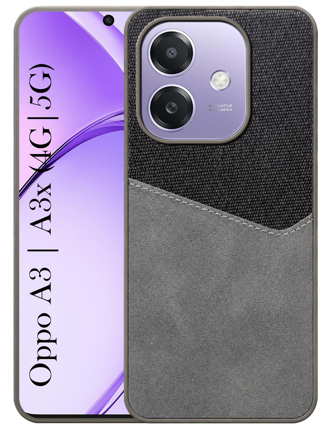 For Oppo A3X (4G/5G) | Oppo A3 5G Back Cover Case (Dual PU Leather Stitch | Professional Minimalist | Soft and Flexible)